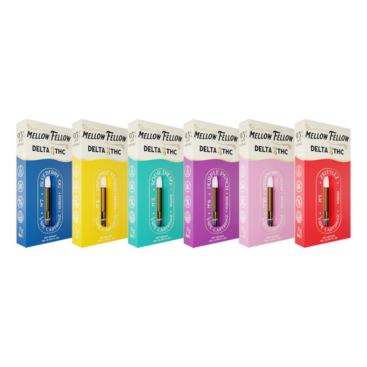 Mellow Fellow Delta 8 THC Vape Cartridge 1ml I Sampler (6 Pack)